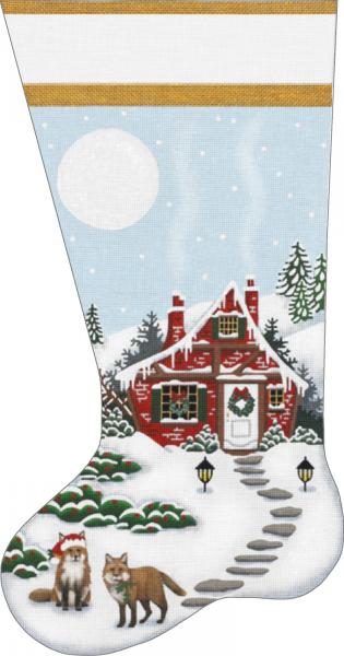 click here to view larger image of Red House Sock (hand painted canvases)