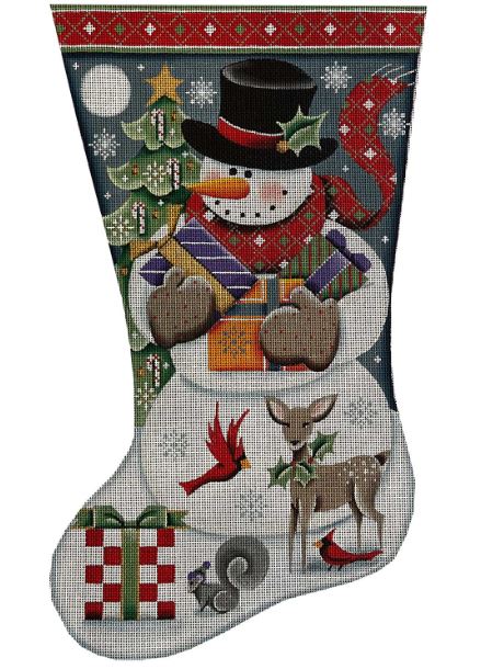 click here to view larger image of Snowman Gifts Stocking 18M (hand painted canvases)