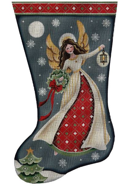 click here to view larger image of Christmas Angel Stocking 13M (hand painted canvases)