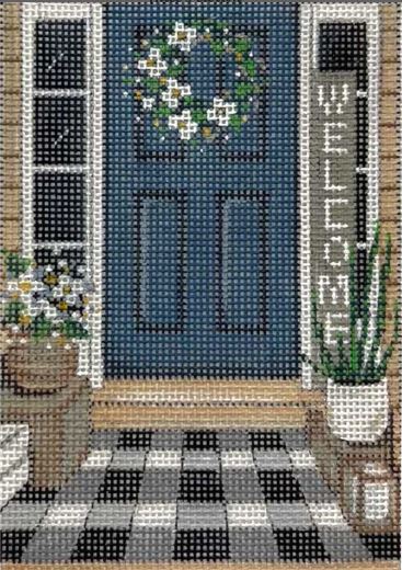 click here to view larger image of Gingham and Blue Door (hand painted canvases)