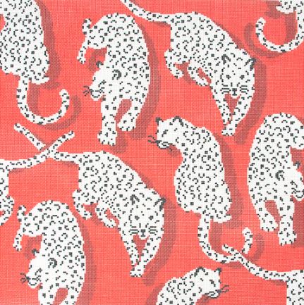 click here to view larger image of Leopard Pillow - Red (printed canvas)