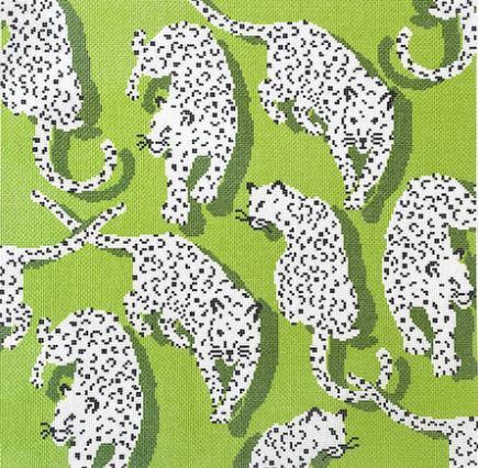 click here to view larger image of Leopard Pillow - Green (printed canvas)