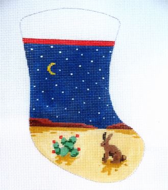 click here to view larger image of Mini Sock - Jack Rabbit and Cactus/Desert Night  (hand painted canvases)