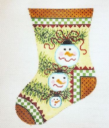 click here to view larger image of Snowman Family Stocking (hand painted canvases)
