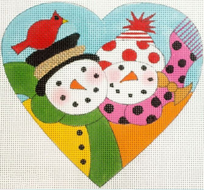 click here to view larger image of Snow Couple Heart w/SG (hand painted canvases)