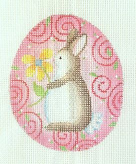 click here to view larger image of Bunny w/Flower Egg (hand painted canvases)