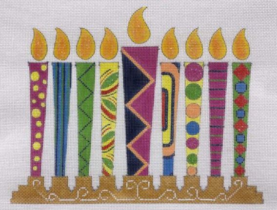 click here to view larger image of Colors of Hanukkah Menorah (hand painted canvases)