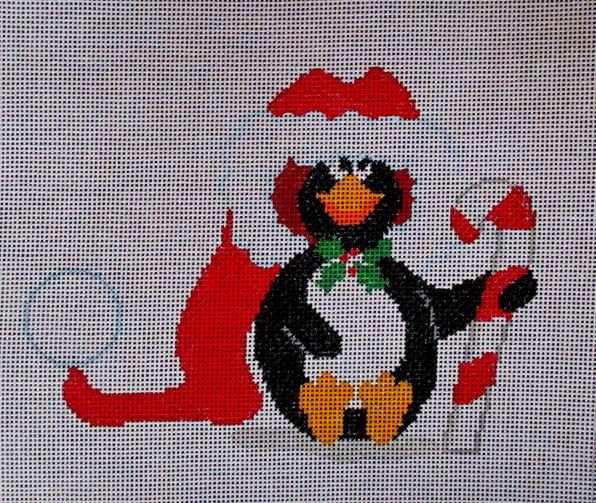 click here to view larger image of Christmas Penguin  (hand painted canvases)