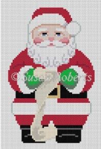 click here to view larger image of Red Coat Santa w/List (hand painted canvases)