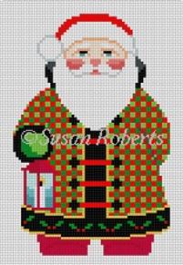 click here to view larger image of Checker Coat Santa (hand painted canvases)