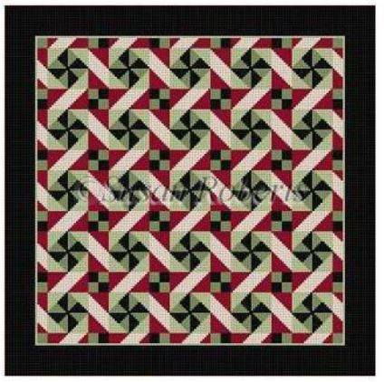 click here to view larger image of Rolling Pinwheels Quilt (hand painted canvases)
