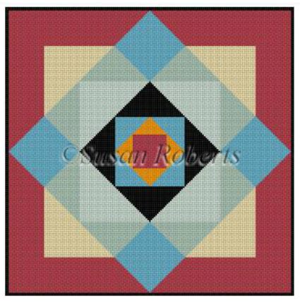 click here to view larger image of Diamonds in Squares (hand painted canvases)