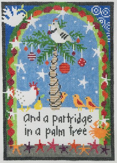 click here to view larger image of Partridge in a Palm Tree (hand painted canvases)
