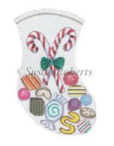 click here to view larger image of Christmas Candy Mini Stocking (hand painted canvases)