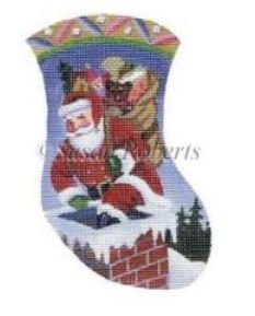 click here to view larger image of Santa Sneaking In Mini Stocking (hand painted canvases)