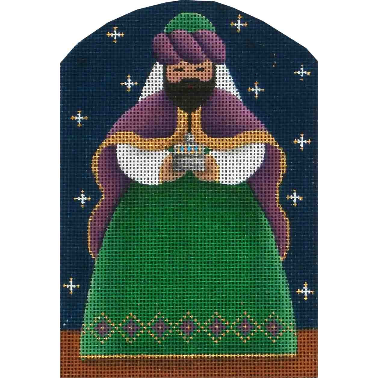 click here to view larger image of Nativity - Dome Green Wise Man (hand painted canvases)