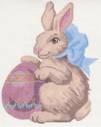 click here to view larger image of Bunny w/Egg on Left (hand painted canvases)