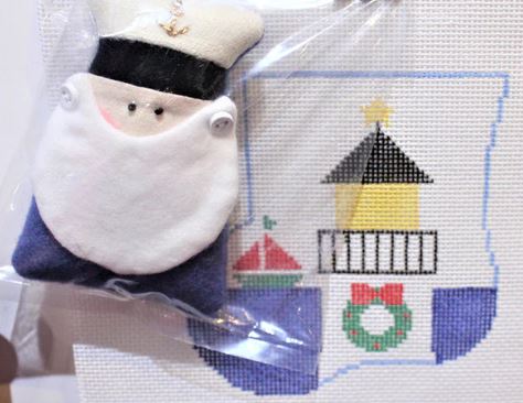 click here to view larger image of Lighthouse w/Sea Captain Mini Sock (hand painted canvases)