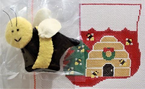 click here to view larger image of Beehive w/Bee Mini Sock (hand painted canvases)