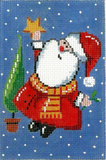click here to view larger image of Santa Putting Star on Tree (hand painted canvases)