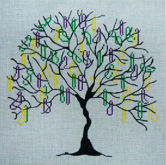 click here to view larger image of Mardi Gras Tree of Beads (hand painted canvases)