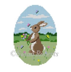 click here to view larger image of Rabbit w/Butterflies Egg (hand painted canvases)