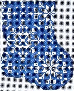 click here to view larger image of Navy Snowflake Mini Sock (hand painted canvases)