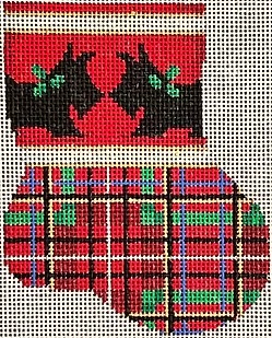 click here to view larger image of Scottie/Plaid Mini Sock (hand painted canvases)