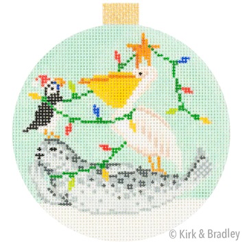 click here to view larger image of Festive Sea Friends - Sea Lion/Penguin/Pelican (hand painted canvases)