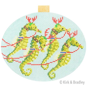 click here to view larger image of Festive Sea Friends - Seahorses (hand painted canvases)