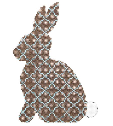 click here to view larger image of Chocolate/Aqua Quatrefoil Standing Hare (hand painted canvases)