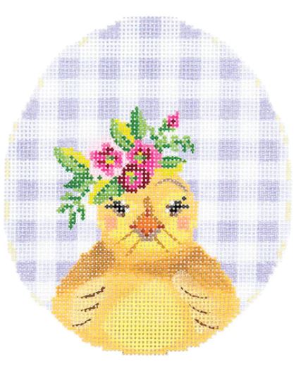 click here to view larger image of Chick w/Flower Crown on Lilac Gingham (hand painted canvases)