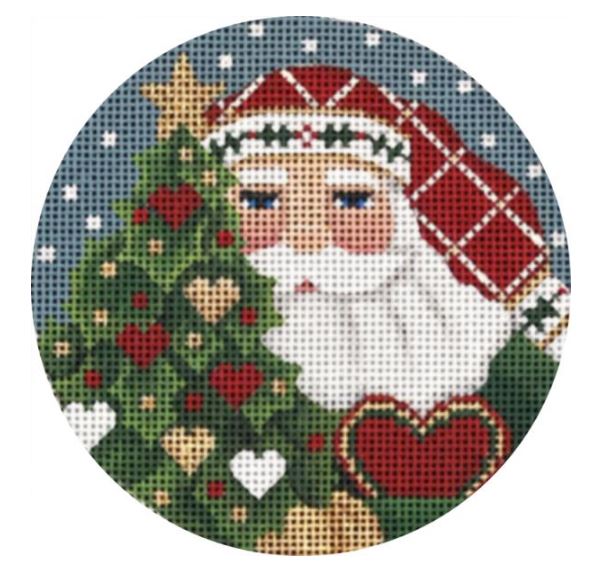 click here to view larger image of Holly Heart Santa Ornament (hand painted canvases)