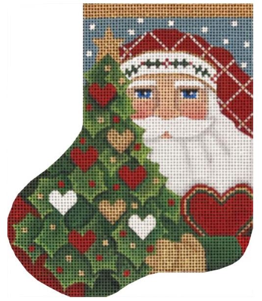 click here to view larger image of Holly Heart Santa Mini Sock (hand painted canvases)
