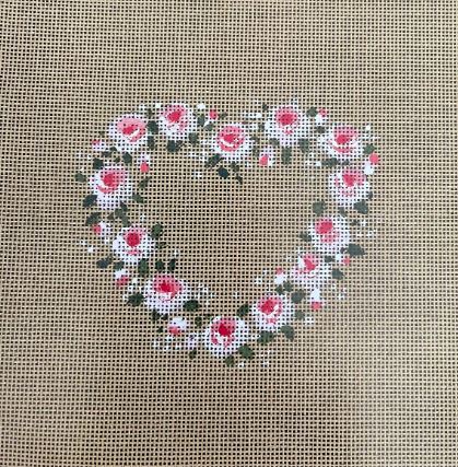 click here to view larger image of Flower Heart Wreath (hand painted canvases)
