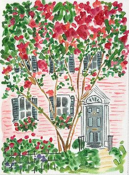 click here to view larger image of Charleston Pink House/Cherry Tree (hand painted canvases 2)