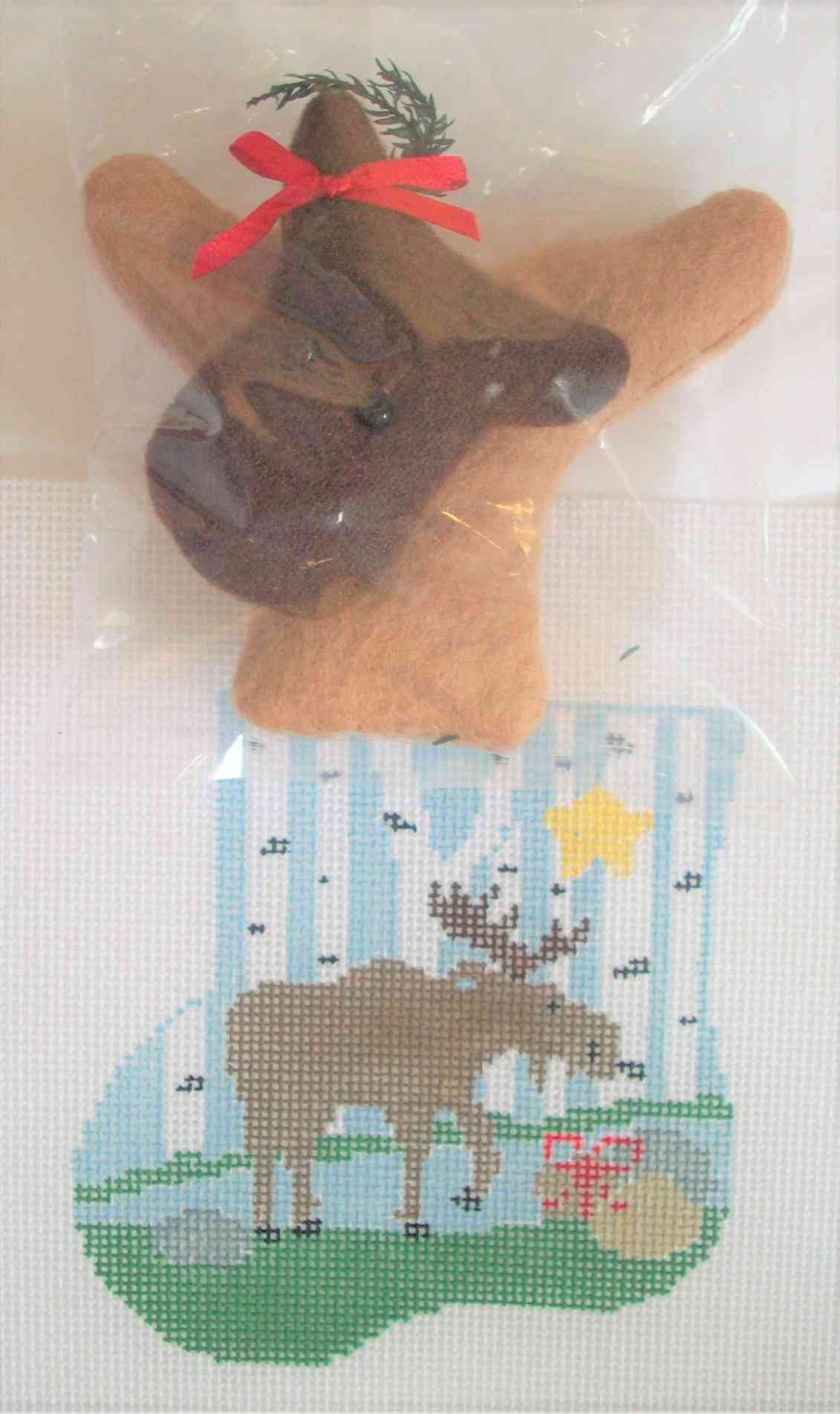 click here to view larger image of Moose and Birch Trees w/Moose Mini Sock (hand painted canvases)