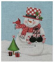 click here to view larger image of Snowman in Check Hat w/Background (hand painted canvases)