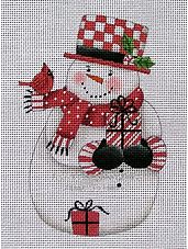 click here to view larger image of Snowman in Check Hat  (hand painted canvases)