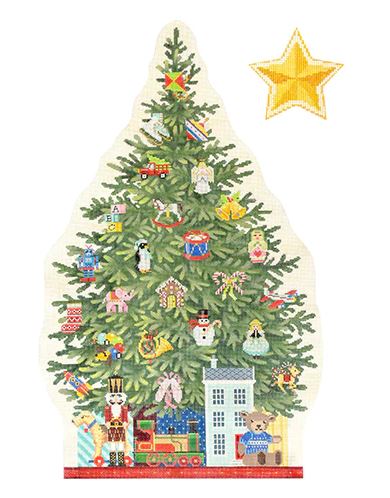 click here to view larger image of Merry Wishes Tree and Star (hand painted canvases)