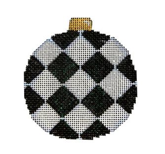click here to view larger image of Black Harlequin Ball Ornament (hand painted canvases)