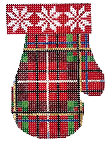 click here to view larger image of Snowflake Cuff/Plaid Mitten (hand painted canvases)