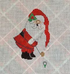 click here to view larger image of Golf Santa (hand painted canvases)
