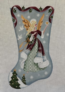 click here to view larger image of Green Angel Stocking  (hand painted canvases)