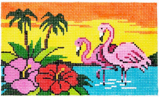 click here to view larger image of Flamingo Sunset (hand painted canvases)