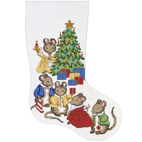 click here to view larger image of Mouse Family Christmas Stocking (hand painted canvases)