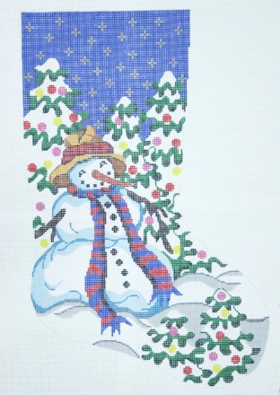 click here to view larger image of Snowman Christmas Stocking (hand painted canvases)