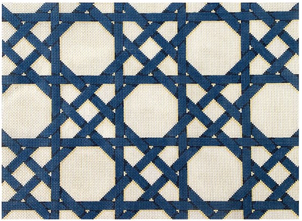 click here to view larger image of Blue/White Caning Pattern (hand painted canvases)