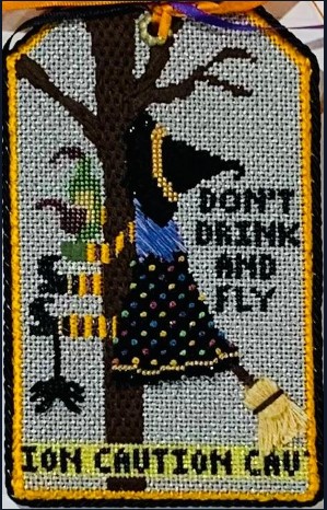 click here to view larger image of Drunk Witch Tag  (hand painted canvases)
