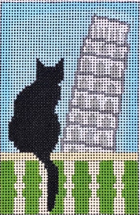 click here to view larger image of Pisa Cat Passport Cover (hand painted canvases)